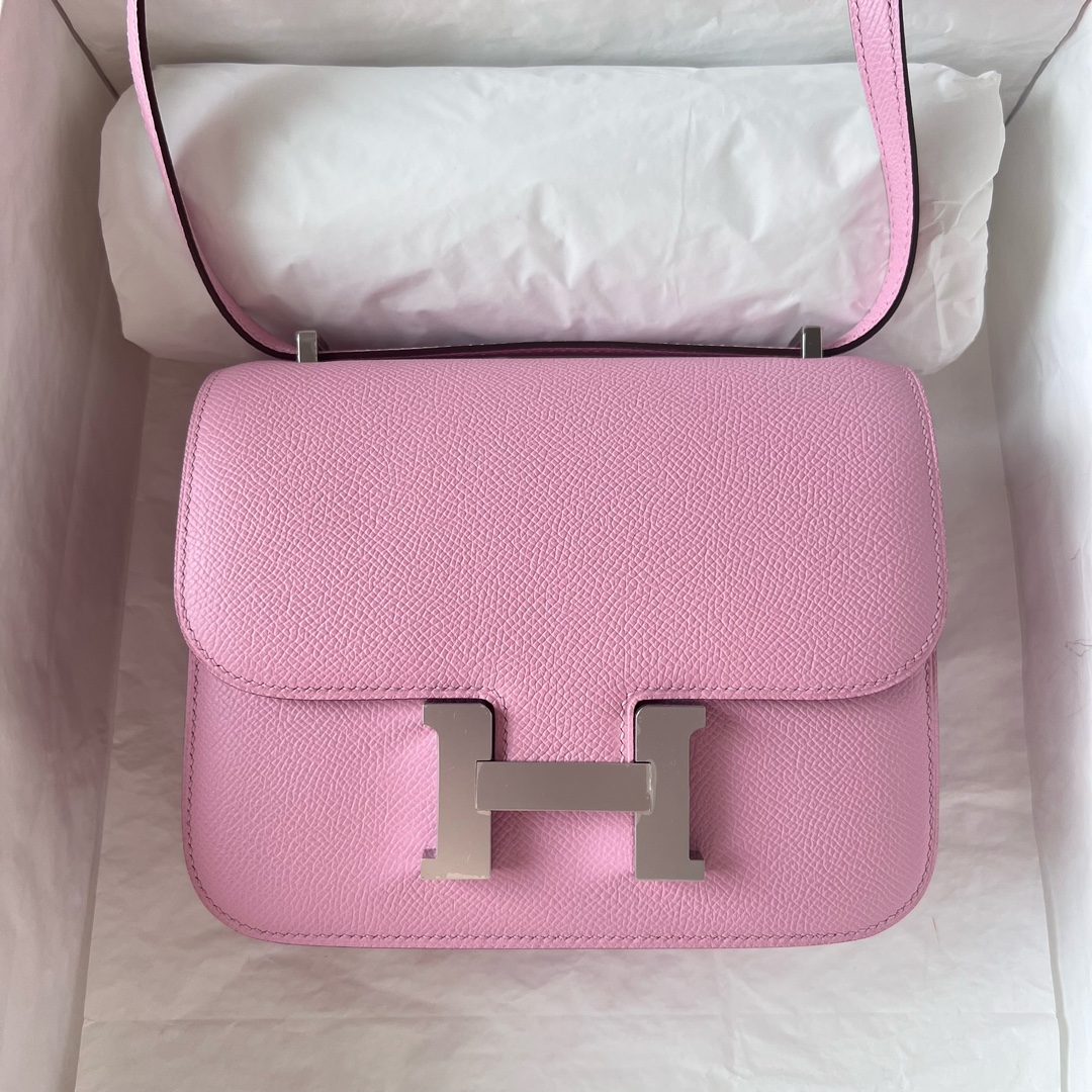 Hermes Constance 24cm Shoulder Bag In Rose Sakura Epsom Leather